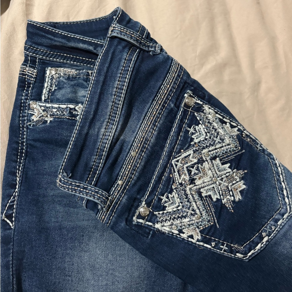 Grace in LA Blue Boot Cut Jeans with Embroidery BRAND NEW